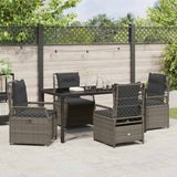 Garden Dining Set 5 pcs Grey Poly Rattan