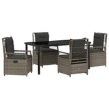 Garden Dining Set 5 pcs Grey Poly Rattan