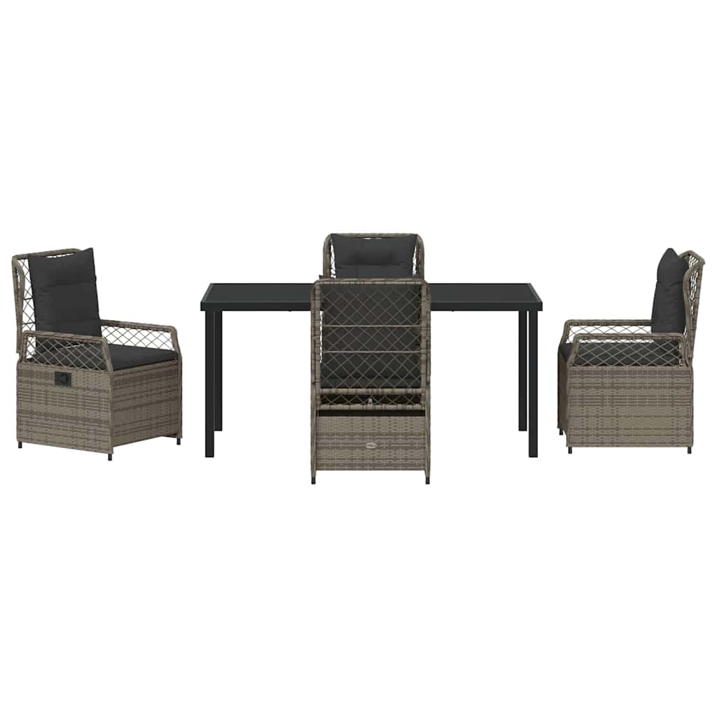 Garden Dining Set 5 pcs Grey Poly Rattan