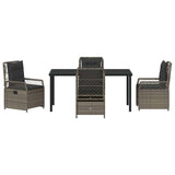 Garden Dining Set 5 pcs Grey Poly Rattan - Close-Up Angle