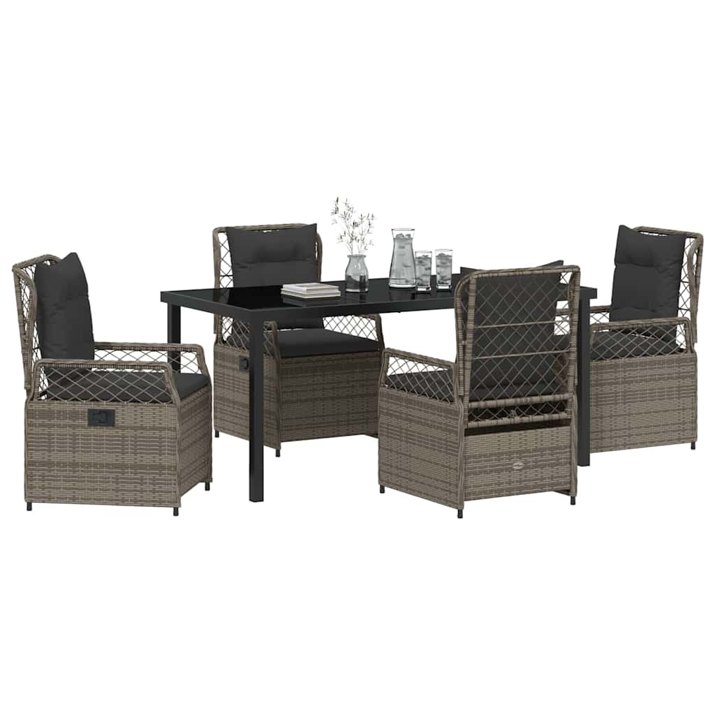 Garden Dining Set 5 pcs Grey Poly Rattan
