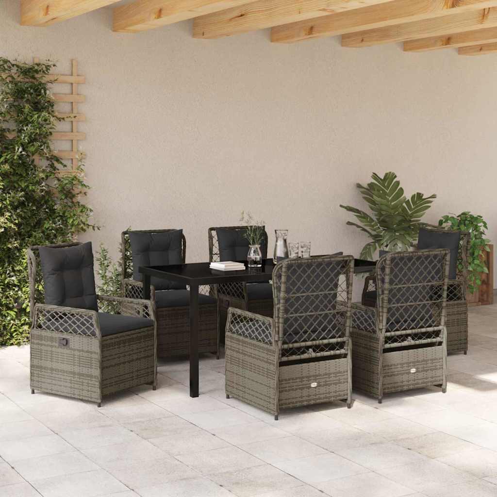 Garden Dining Set 7 pcs Grey Poly Rattan