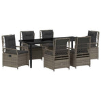 Garden Dining Set 7 pcs Grey Poly Rattan
