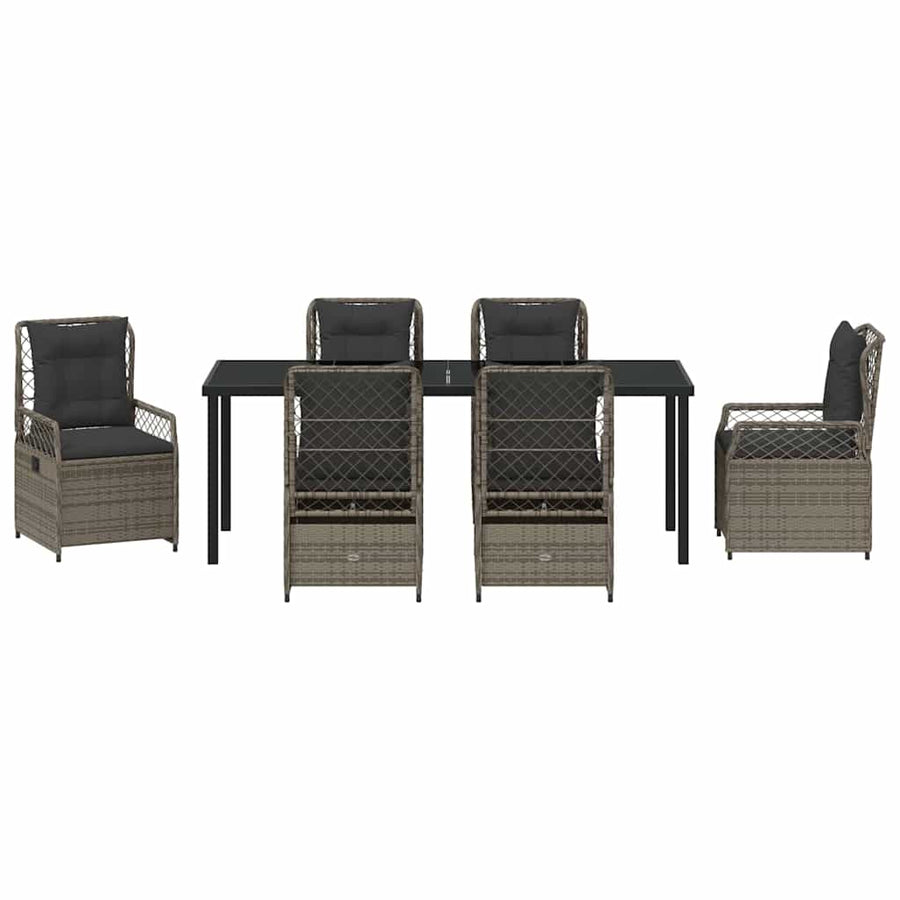 Garden Dining Set 7 pcs Grey Poly Rattan