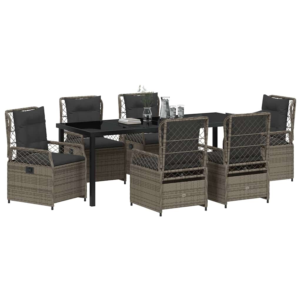 Garden Dining Set 7 pcs Grey Poly Rattan