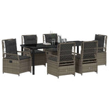 Garden Dining Set 7 pcs Grey Poly Rattan - Side View