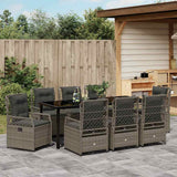 Garden Dining Set 9 pcs Grey Poly Rattan