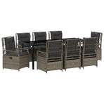 Garden Dining Set 9 pcs Grey Poly Rattan