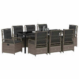 Garden Dining Set 9 pcs Grey Poly Rattan - Side View