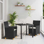 Garden Dining Set 3 pcs Black Poly Rattan