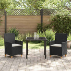 Garden Dining Set 3 pcs Black Poly Rattan