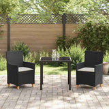 Garden Dining Set 3 pcs Black Poly Rattan - Top-Down View