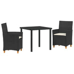 Garden Dining Set 3 pcs Black Poly Rattan