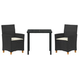 Garden Dining Set 3 pcs Black Poly Rattan