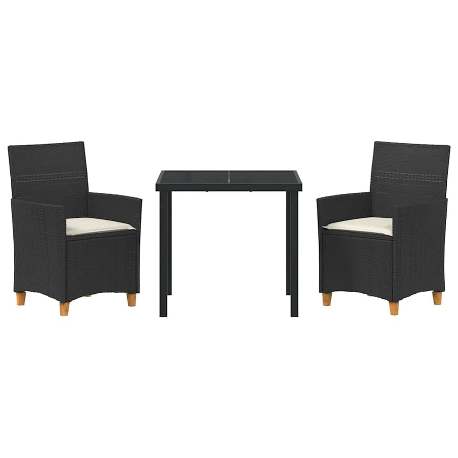 Garden Dining Set 3 pcs Black Poly Rattan