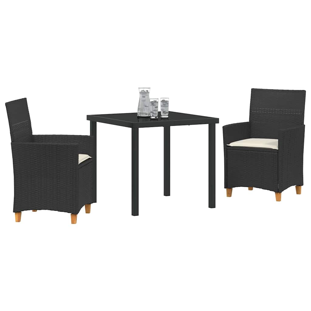 Garden Dining Set 3 pcs Black Poly Rattan