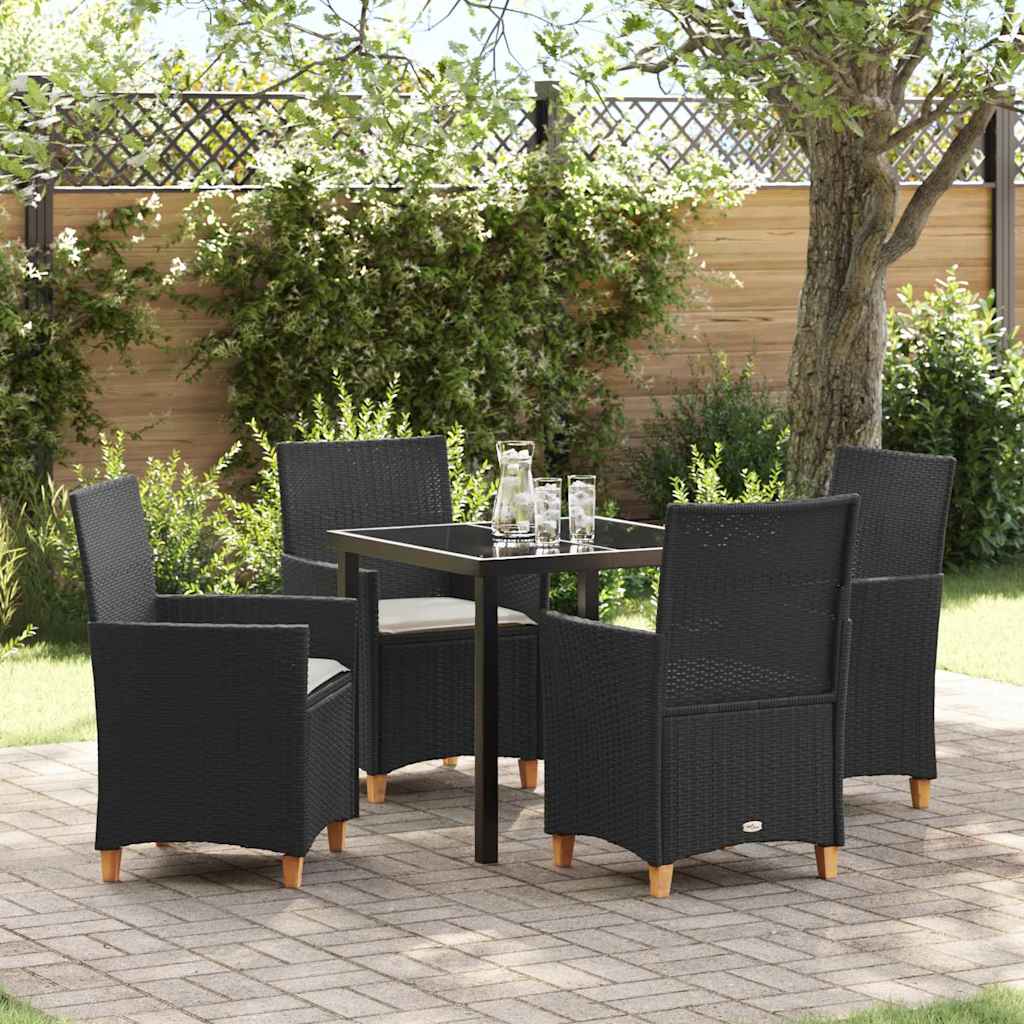 Garden Dining Set 5 pcs Black Poly Rattan