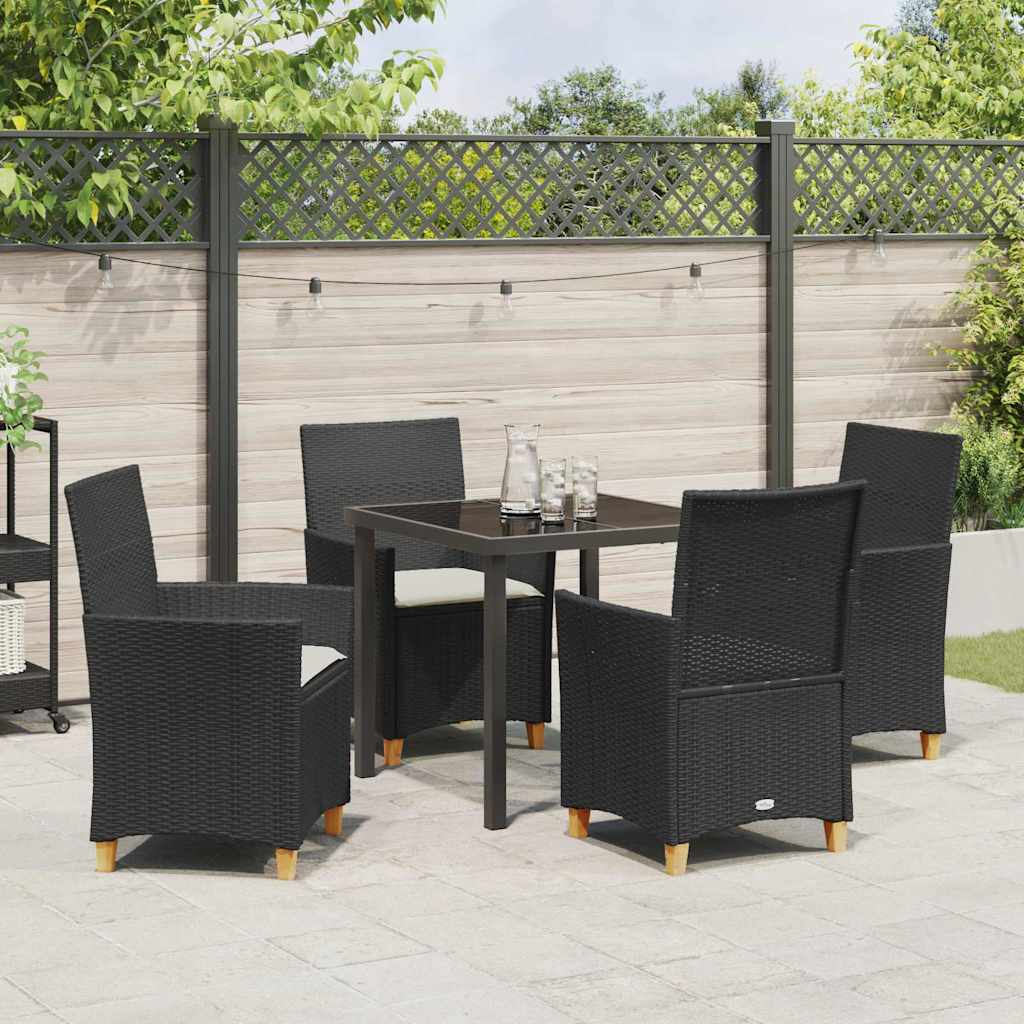 Garden Dining Set 5 pcs Black Poly Rattan