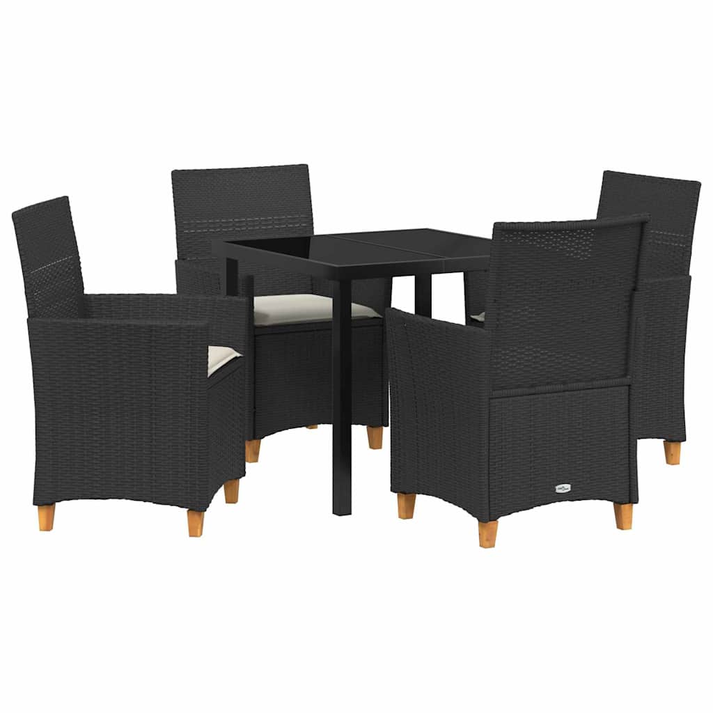 Garden Dining Set 5 pcs Black Poly Rattan