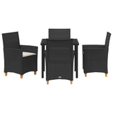 Garden Dining Set 5 pcs Black Poly Rattan