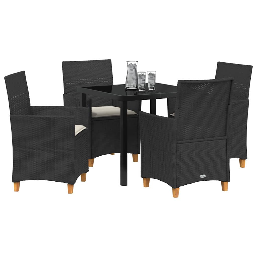 Garden Dining Set 5 pcs Black Poly Rattan