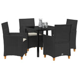 Garden Dining Set 5 pcs Black Poly Rattan