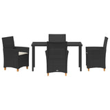 Garden Dining Set 5 pcs Black Poly Rattan - Close-Up Angle