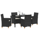 Garden Dining Set 5 pcs Black Poly Rattan - Side View