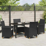 Garden Dining Set 5 pcs Black Poly Rattan