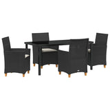 Garden Dining Set 5 pcs Black Poly Rattan