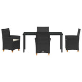 Garden Dining Set 5 pcs Black Poly Rattan