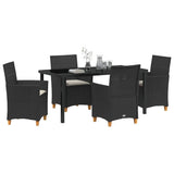Garden Dining Set 5 pcs Black Poly Rattan - Side View