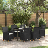 Garden Dining Set 7 pcs Black Poly Rattan