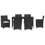 Garden Dining Set 7 pcs Black Poly Rattan