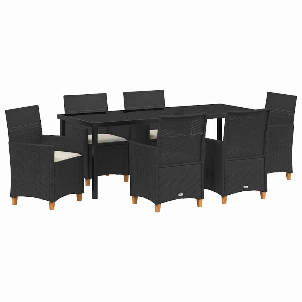 Garden Dining Set 7 pcs Black Poly Rattan