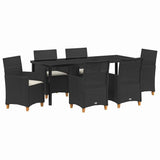 Garden Dining Set 7 pcs Black Poly Rattan