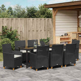 Garden Dining Set 9 pcs Black Poly Rattan - Top-Down View
