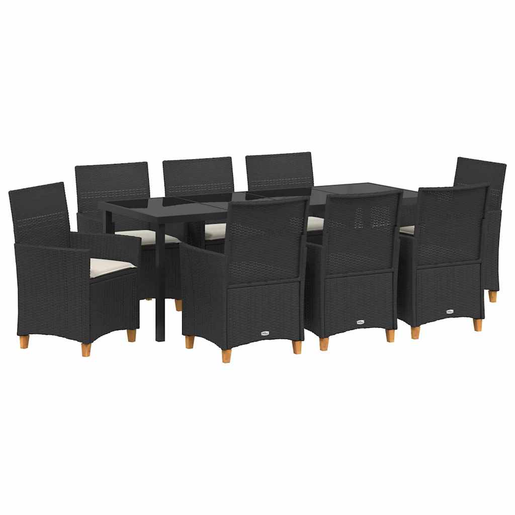 Garden Dining Set 9 pcs Black Poly Rattan
