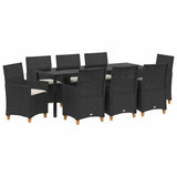 Garden Dining Set 9 pcs Black Poly Rattan