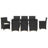 Garden Dining Set 9 pcs Black Poly Rattan