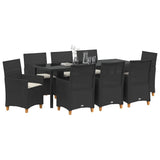 Garden Dining Set 9 pcs Black Poly Rattan