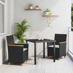 Garden Dining Set 3 pcs Black Poly Rattan