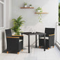 Garden Dining Set 3 pcs Black Poly Rattan