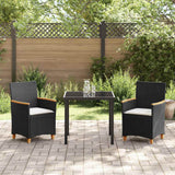 Garden Dining Set 3 pcs Black Poly Rattan