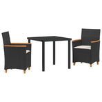 Garden Dining Set 3 pcs Black Poly Rattan
