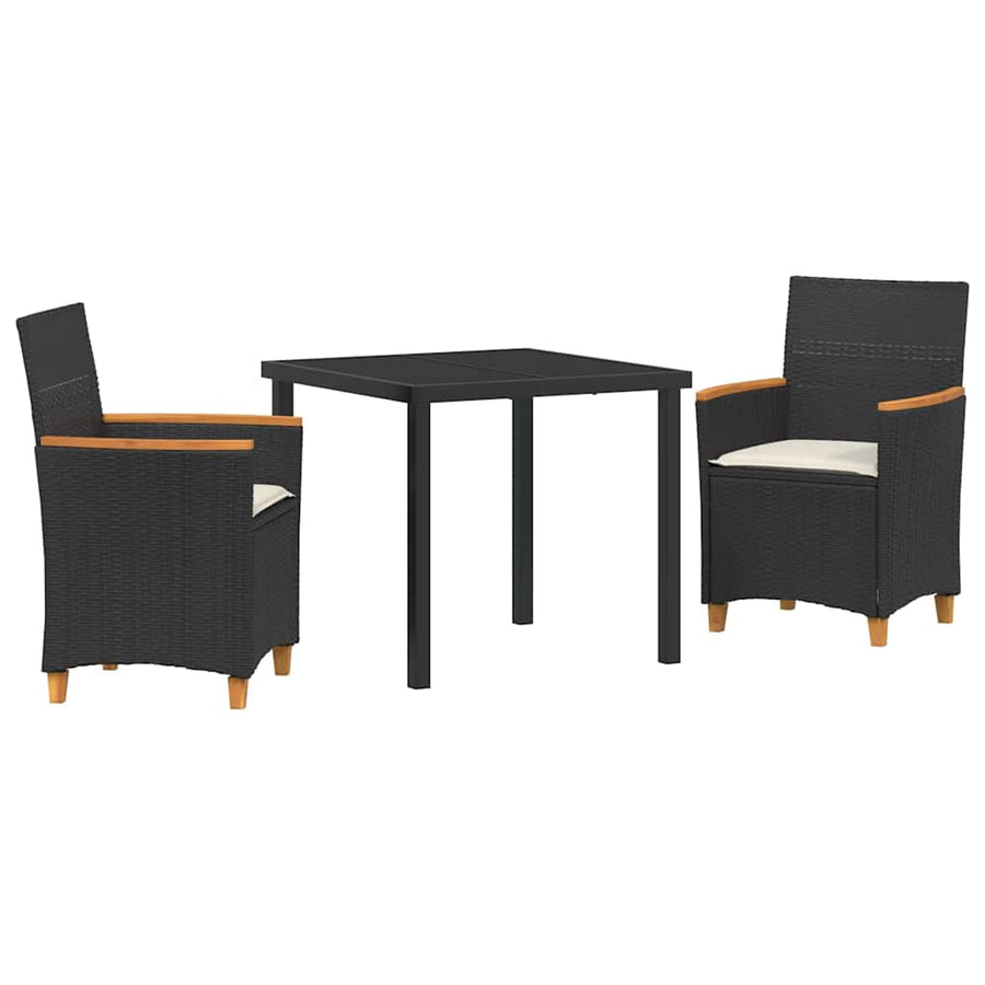 Garden Dining Set 3 pcs Black Poly Rattan