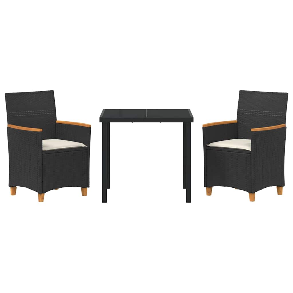 Garden Dining Set 3 pcs Black Poly Rattan