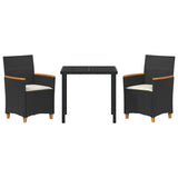 Garden Dining Set 3 pcs Black Poly Rattan