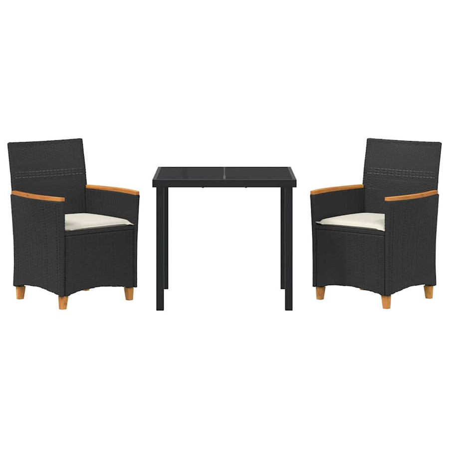 Garden Dining Set 3 pcs Black Poly Rattan