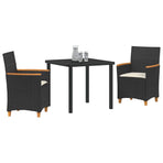 Garden Dining Set 3 pcs Black Poly Rattan